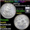 Image 1 : ***Auction Highlight*** 1871-p Seated Half Dollar 50c Graded ms64+ By SEGS (fc)