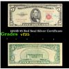 1953B $5 Red Seal Silver Certificate Grades vf+