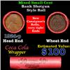 Image 1 : Mixed small cents 1c orig shotgun roll, 1924-p Lincoln Cent, Wheat Cent other end, Coca Cola Brandt 