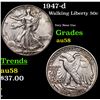 1947-d Walking Liberty Half Dollar 50c Grades Choice AU/BU Slider