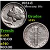 1931-d Mercury Dime 10c Grades xf+