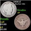 1908-d Barber Half Dollars 50c Grades g+