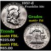 1957-d Franklin Half Dollar 50c Grades GEM+ FBL