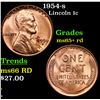 1954-s Lincoln Cent 1c Grades Gem+ Unc RD
