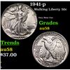 Image 1 : 1941-p Walking Liberty Half Dollar 50c Grades Choice AU/BU Slider