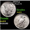 Image 1 : 1922-p Peace Dollar $1 Grades Choice Unc