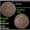 Russia 1744 1 Denga (1/2 Kopek) KM# 188 Grades xf+