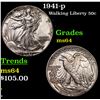 Image 1 : 1941-p Walking Liberty Half Dollar 50c Grades Choice Unc