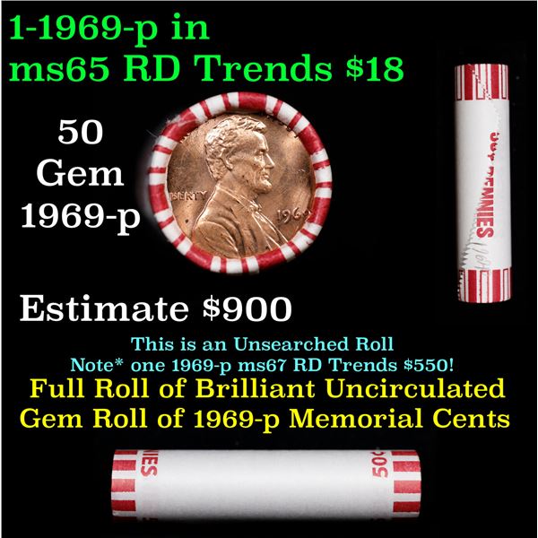 Shotgun Lincoln 1c roll, 1969-p 50 pcs Steel-Strong Wrapper.