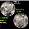 Image 1 : 1923-p Peace Dollar $1 Grades Select Unc