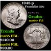 Image 1 : 1948-p Franklin Half Dollar 50c Grades Choice Unc+ FBL