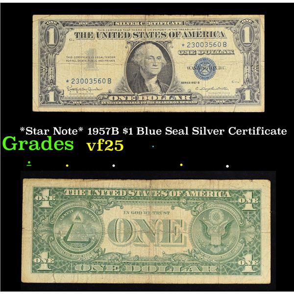 *Star Note* 1957B $1 Blue Seal Silver Certificate Grades vf+
