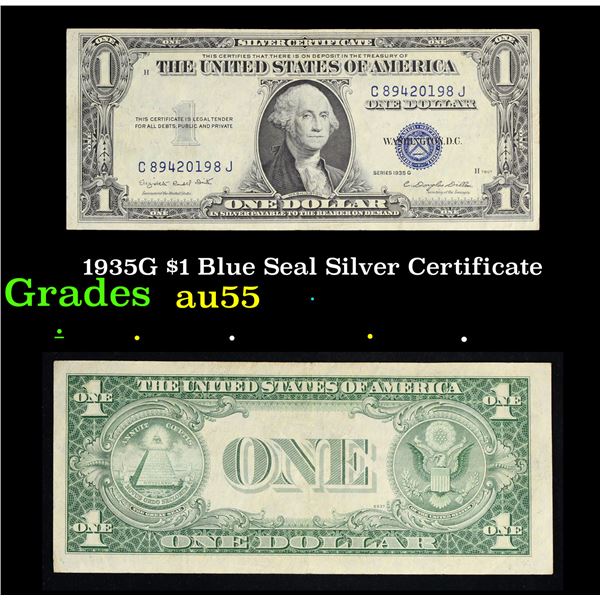 1935G $1 Blue Seal Silver Certificate Grades Choice AU