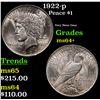 Image 1 : 1922-p Peace Dollar $1 Grades Choice+ Unc