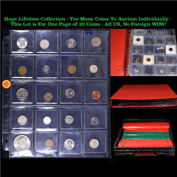 Huge Liifetime Collection - Too Many Coins To Auction Individually - This Lot is For One Page of 20 