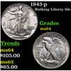 Image 1 : 1943-p Walking Liberty Half Dollar 50c Grades Choice Unc