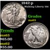 Image 1 : 1942-p Walking Liberty Half Dollar 50c Grades Select Unc