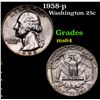 Image 1 : 1958-p Washington Quarter 25c Grades Choice Unc