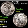 Image 1 : 1942-p Walking Liberty Half Dollar 50c Grades Select Unc