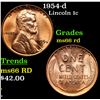 Image 1 : 1954-d Lincoln Cent 1c Grades GEM+ Unc RD