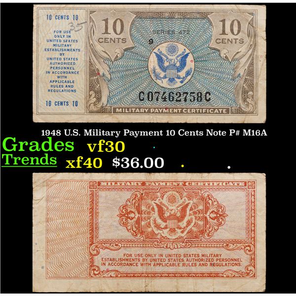 1948 U.S. Military Payment 10 Cents Note P# M16A Grades vf++