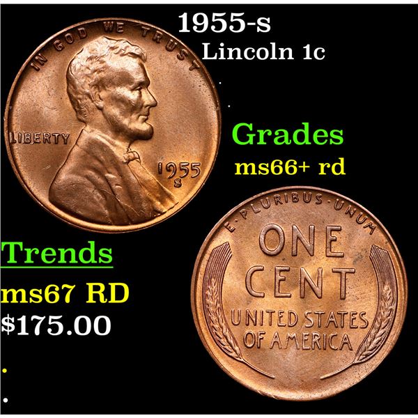 1955-s Lincoln Cent 1c Grades GEM++ RD