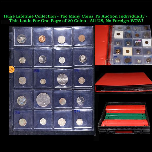 Huge Liifetime Collection - Too Many Coins To Auction Individually - This Lot is For One Page of 20 