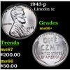 Image 1 : 1943-p Lincoln Cent 1c Grades GEM++ Unc
