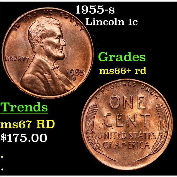 1955-s Lincoln Cent 1c Grades GEM++ RD