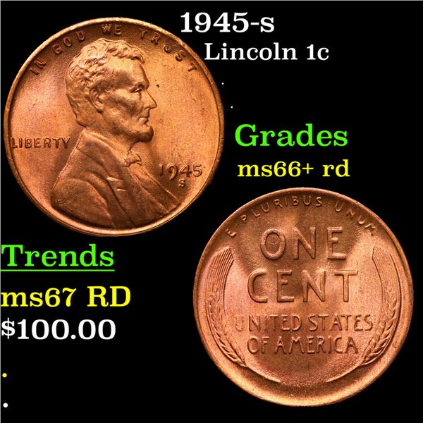 1945-s Lincoln Cent 1c Grades GEM++ RD