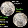 Image 1 : 1883-o Morgan Dollar $1 Grades Choice+ Unc