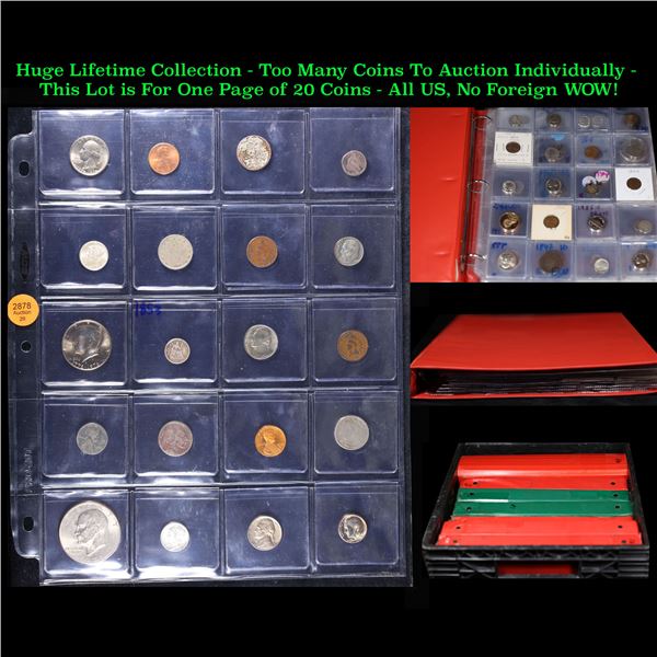 Huge Liifetime Collection - Too Many Coins To Auction Individually - This Lot is For One Page of 20 