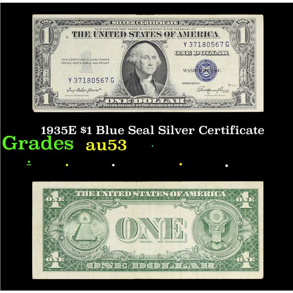 1935E $1 Blue Seal Silver Certificate Grades Select AU