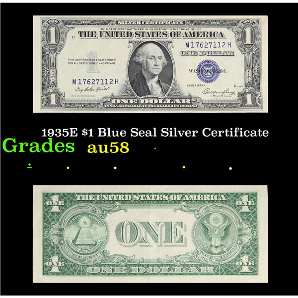 1935E $1 Blue Seal Silver Certificate Grades Choice AU/BU Slider