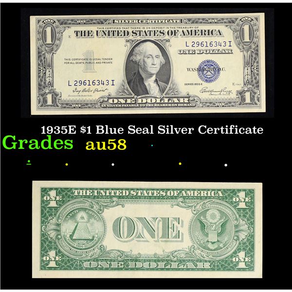 1935E $1 Blue Seal Silver Certificate Grades Choice AU/BU Slider
