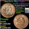 Image 1 : ***Auction Highlight*** 1804 Plain 4, No Stems Draped Bust Half Cent C-13 1/2c Graded ms63+ By SEGS 