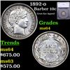 Image 1 : 1892-o Barber Dime 10c Graded ms64 By SEGS