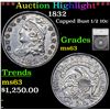 Image 1 : ***Auction Highlight*** 1832 Capped Bust Half Dime 1/2 10c Graded ms63 By SEGS (fc)