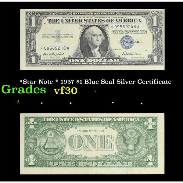 *Star Note * 1957 $1 Blue Seal Silver Certificate Grades vf++