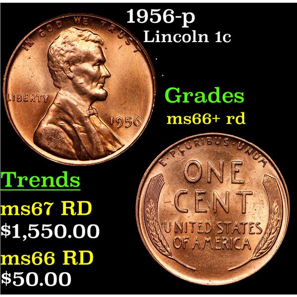 1956-p Lincoln Cent 1c Grades GEM++ RD