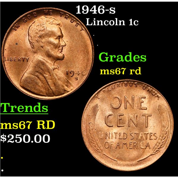 1946-s Lincoln Cent 1c Grades GEM++ Unc RD