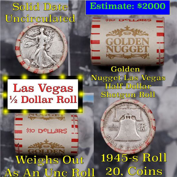 ***Auction Highlight*** Old Casino 50c Roll $10 Halves Las Vegas Casino Golden Nugget 1945 walker & 