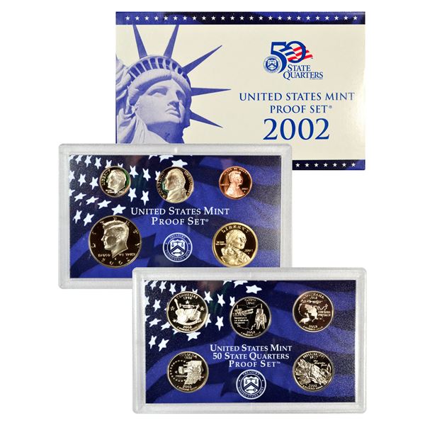 2002 United States Mint Proof Set in Original Government Packaging, 10 Coins Inside!