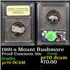 Image 1 : Proof 1991-s Mount Rushmore Modern Commem Half Dollar 50c Graded GEM++ Proof Deep Cameo By uSCG