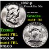 Image 1 : 1957-p Franklin Half Dollar 50c Grades Choice Unc+ FBL