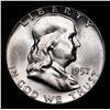 Image 2 : 1957-p Franklin Half Dollar 50c Grades Choice Unc+ FBL