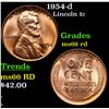 Image 1 : 1954-d Lincoln Cent 1c Grades GEM+ Unc RD