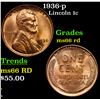 Image 1 : 1936-p Lincoln Cent 1c Grades GEM+ Unc RD