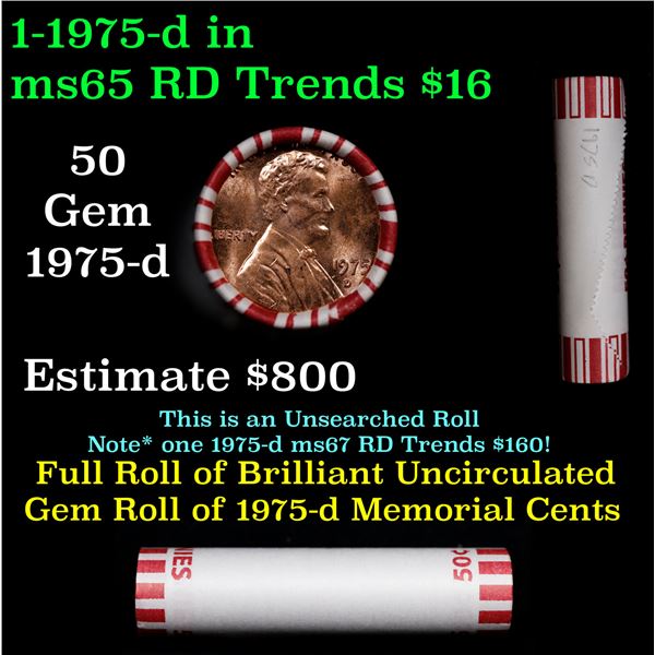 Shotgun Lincoln 1c roll, 1975-d 50 pcs Steel-Strong Wrapper.