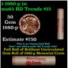 Image 1 : Shotgun Lincoln 1c roll, 1980-p 50 pcs Merchants Bank Wrapper.